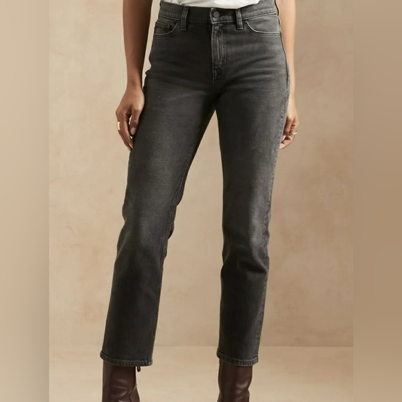 Banana Republic Denim - Banana Republic Washed Black High Rise Straight Jeans Size 29